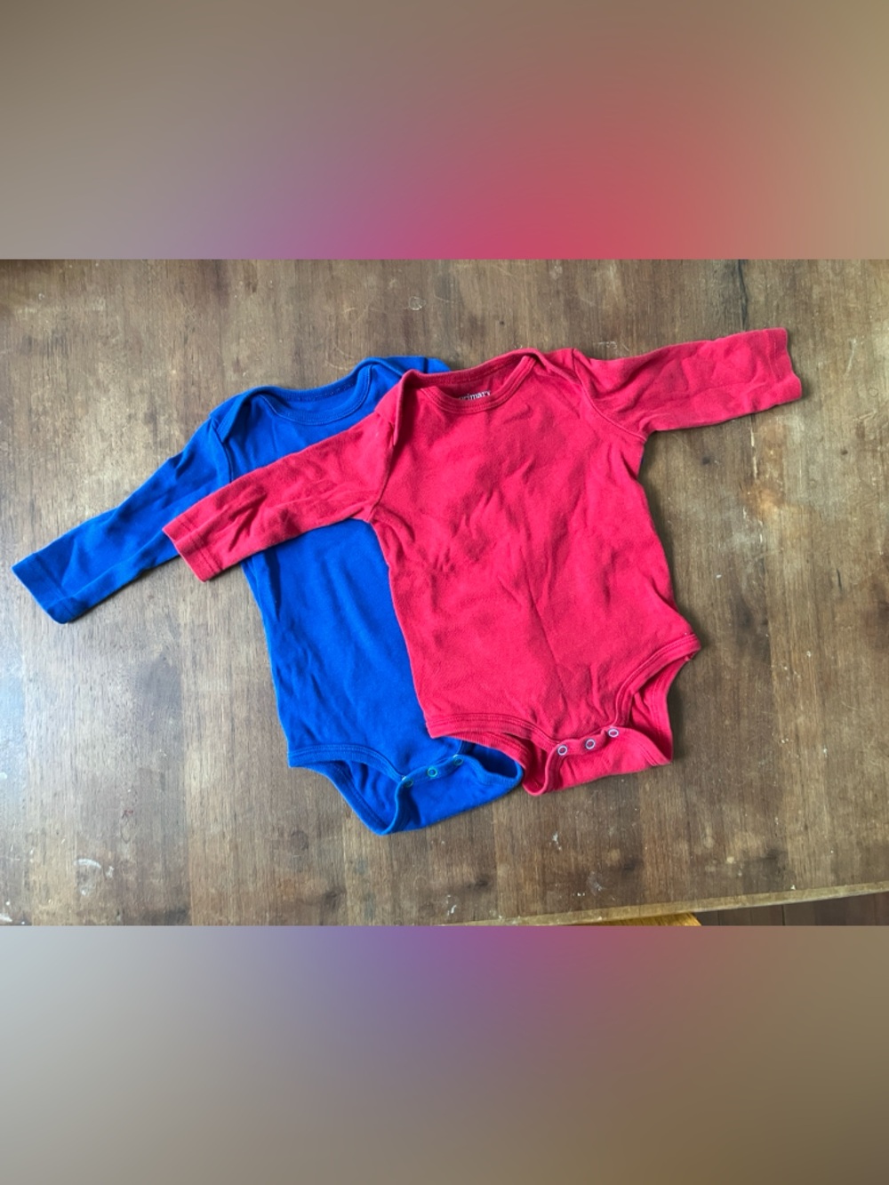 Primary Long-Sleeve One-Piece Bodysuits - Red & Blue